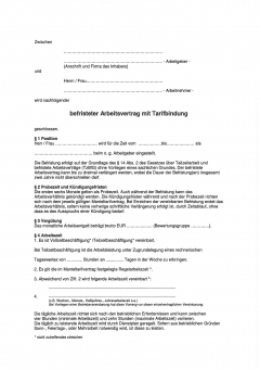 Befristeter Arbeitsvertrag Berlin, mit Tarifbindung PDF